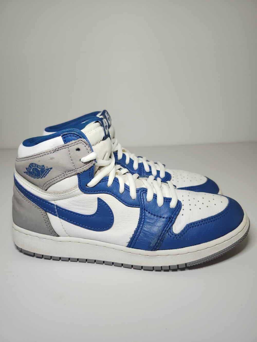 Nike Jordan Kids' 1 High Blue White Sz 5.5Y Leather Athletic Sneaker